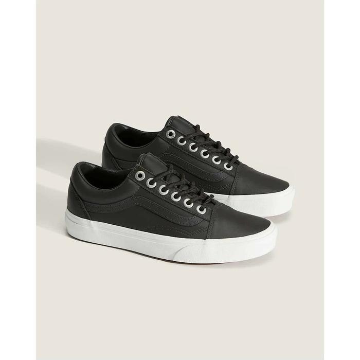 VANS OLD SKOOL LEATHER BLACK WHITE ORIGINAL RESMI