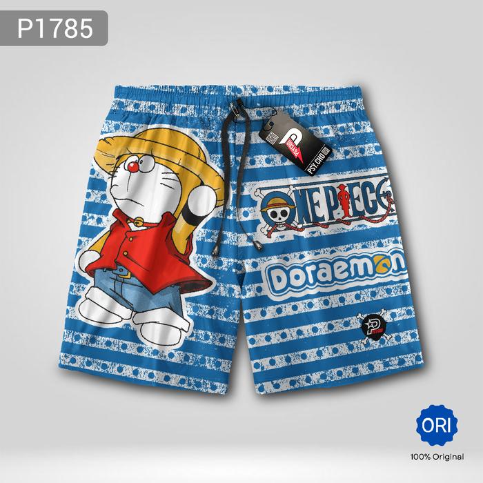 Celana boxer pria bahan katun surfing motif onepiece doraemon distro dewasa unisex | Celana dalam pr