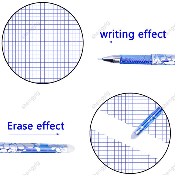 2Pens+50Refills Erasable Pen Gel Pens 0.5mm Rod Washable Handle