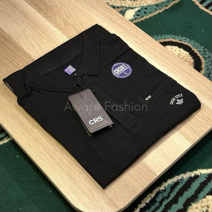 Kaos Polo Polos Distro CRS91 Original Size M,L,XL,XXL Formal Pria Baju Pendek - Hitam, M