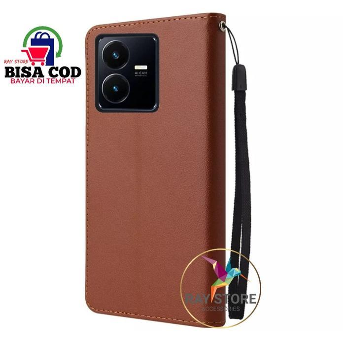 VIVO Y22 FLIP LEATHER CASE PREMIUM-FLIP WALLET CASE KULIT UNTUK VIVO Y22- CASING DOMPET-FLIP COVER L