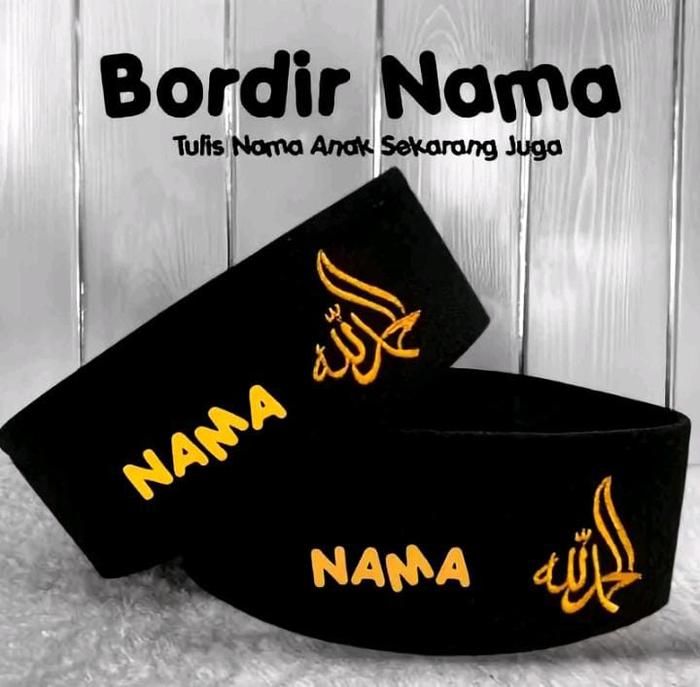 Peci Songkok Logo Bordir Nama Bordir Alhamdulillah dan Nama Dilengkapi Logo Bordir dan Nama yang Dap