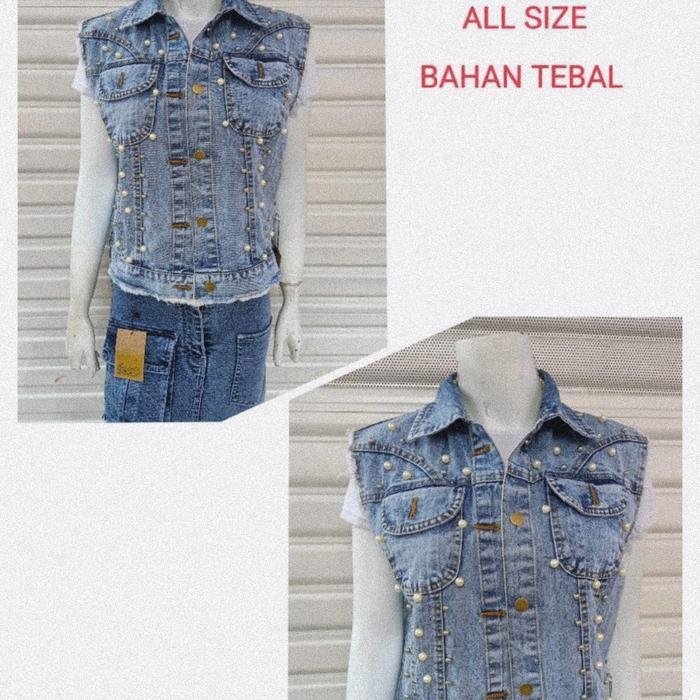 ROMPI JEANS SNOW MUTIARA ROBEK POLOS KERAH ROMPI WANITA VEST JEANS VEST WANITA VEST CEWEK ROMPI WANI
