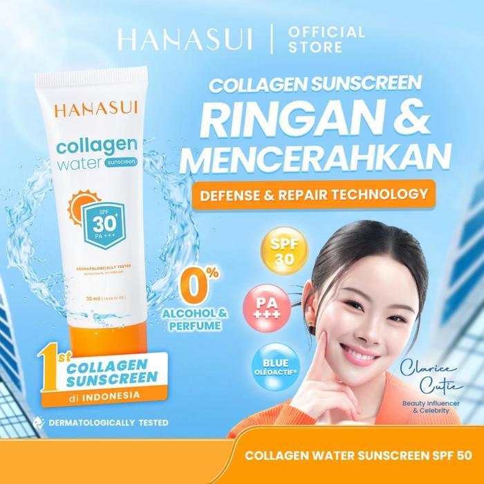 Hanasui Collagen Water Sunscreen SPF 30 | SPF 50 30ml - Proteksi dari Sinar UV - Collagen Water SPF