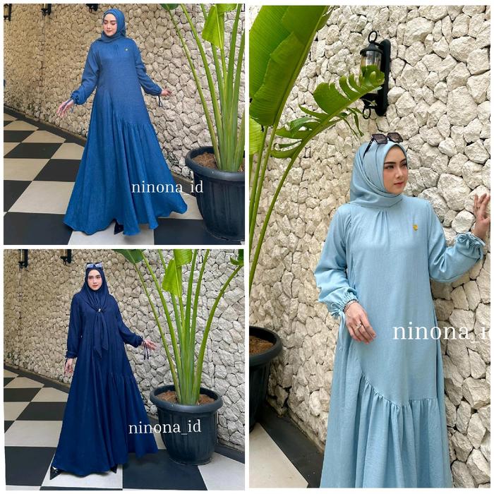 DRESS GAMIS SET HIJAB MODE LUNA TERBARU BY NINONA ORIGINAL