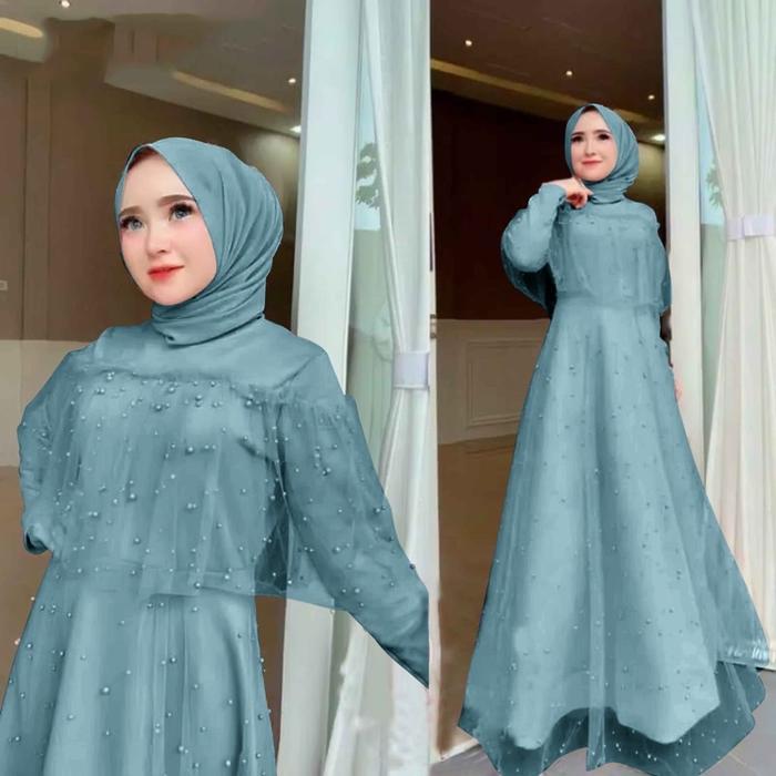 Modis - Gamis Dress Baju Pesta Brukat Tile Import S M L Xl Xxl Jumbo Premium Fashion Muslim Wanita S