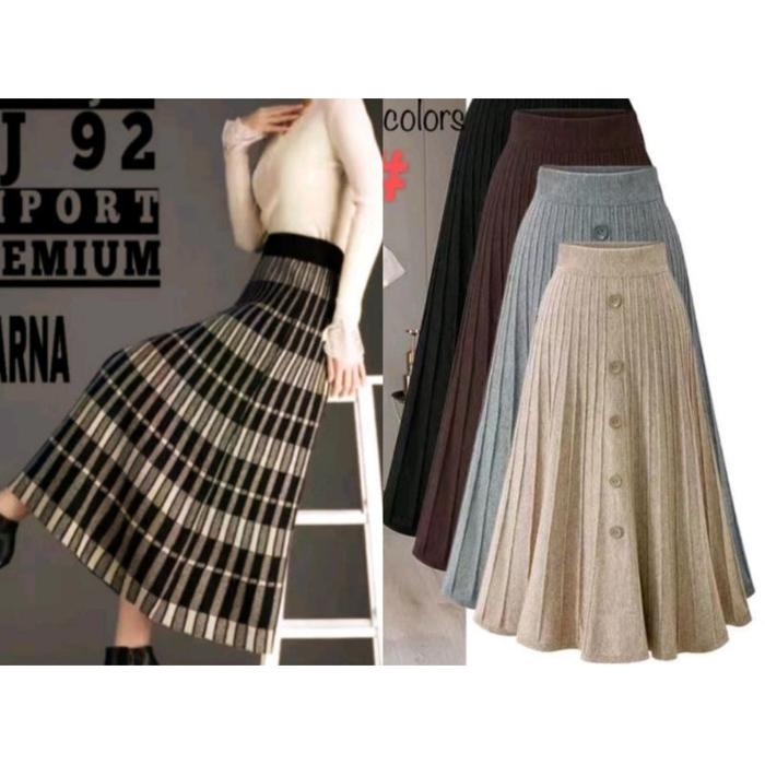 TerLaris rok rajut payung kancing depan// kwalitas import premium