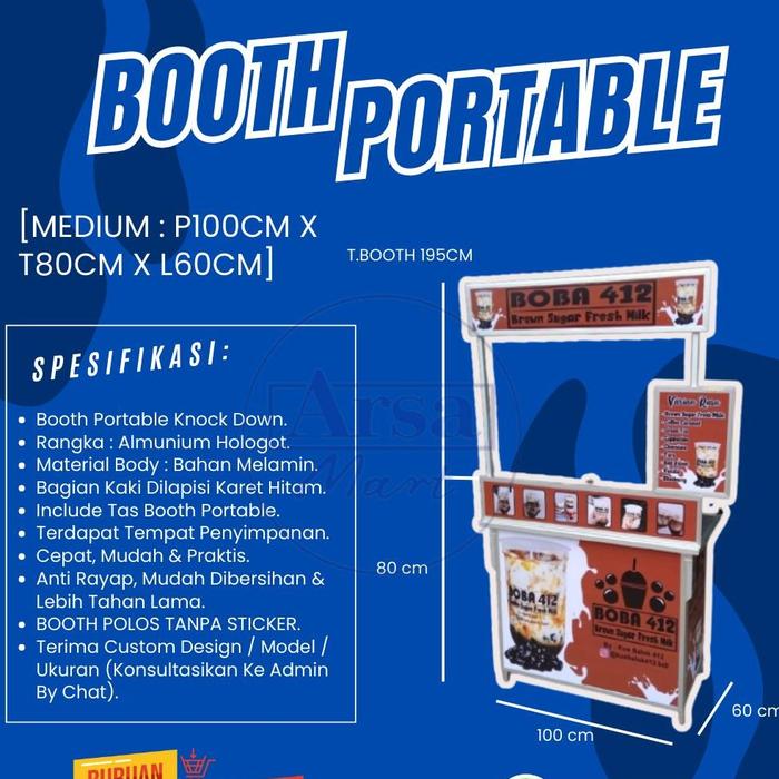 BOOTH PORTABLE MEJA LIPAT EVENT DESK BOOTH JUALAN LIPAT KNOCK DOWN MEDIUM TERMURAH BERKUALITAS