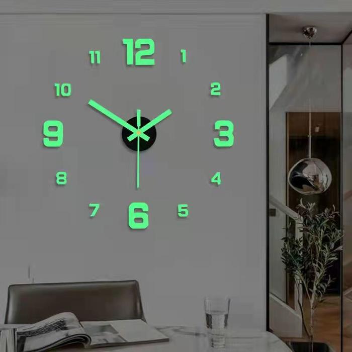 Jam dinding bercahaya 3D, tanpa bingkai akrilik, DIY jam Digital