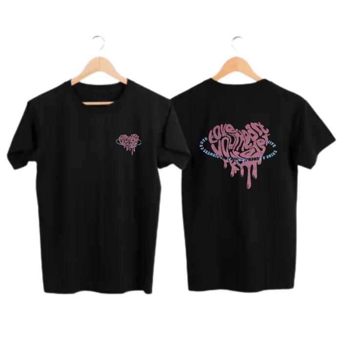 RF- Kaos Couple Love Korean Style Tshirt Cotton Combed 30s Distro Original Baju Unisex Oversize