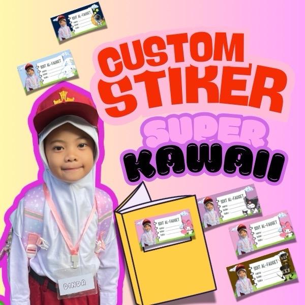 STIKER CUSTOM FOTO DAN NAMA SEKOLAH NAMA BUKU ANAK ANTI AIR 25 PCS Label