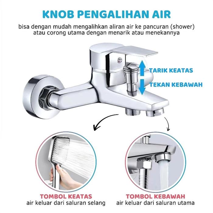 Keran Mixer Panas Dingin Kran Shower Bathtub / Kran Cabang Bathup Shower
