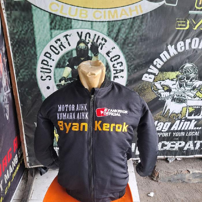 Byankerok Jaket Bomber Jalanan Waterproof Bahan Cotton Fleece Tebal Lembut Sablon Plastisol Tebal Fr