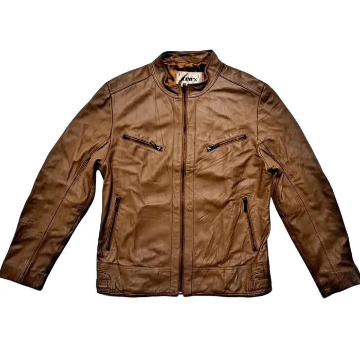 JACKET KULIT ASLI LEATHER KIMS | VINTAGE LEATHER | ATASAN PRIA | JACKET PRIA MADE IN ITALY LAST STOC