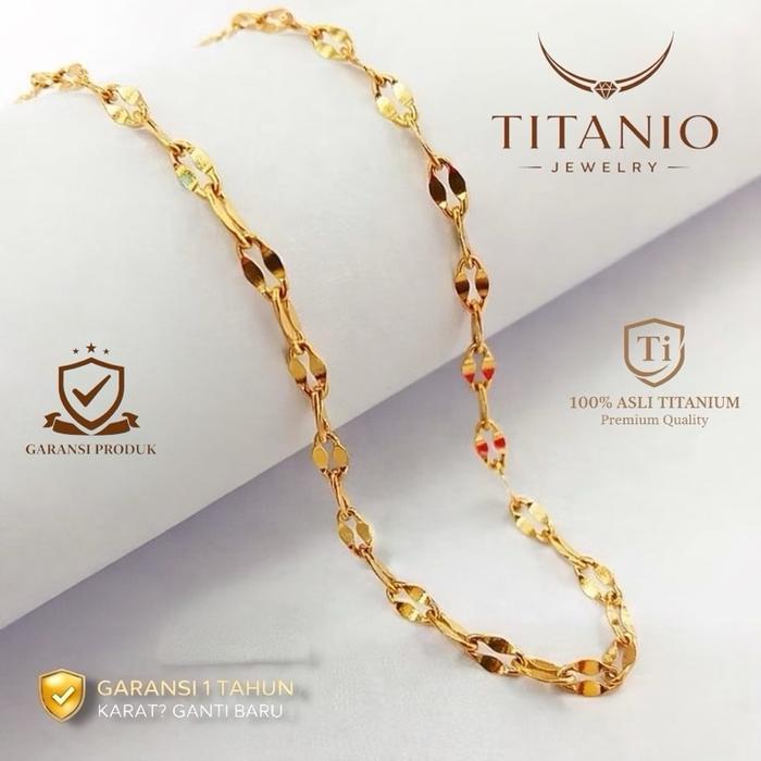 Kalung Titanium Pecah Kopi Wanita dan pria  Anti Karat Kuat Tahan Lama Waterproof Garansi 1 Tahun Ma