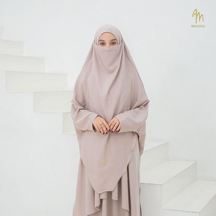 SIAPKIRIM Maslaha Niqab | (ZHAFIRA SERIES) - (Long FK Saja) Zhafira Long French Khimar Beige | Long 