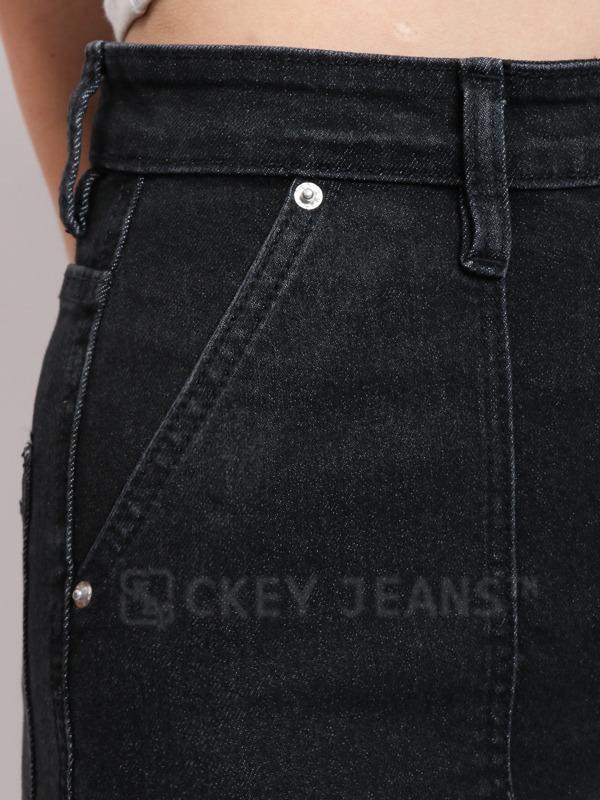 Ckey Celana Jeans Cargo Hhwaist Wanita Stretch