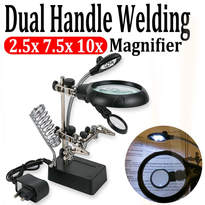 2.5X-10X lens Auxiliary Clip Loupe Desktop Magnifier Welding