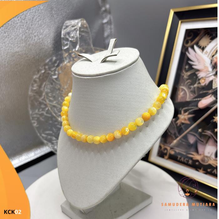 Kalung Cangkang Kerang laut asli Kemurnian Pesisir , Product Cangkang Kerang Laut warna kuning jagun