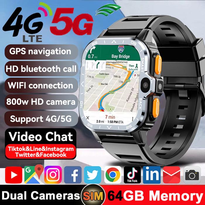 2025 New 5G Sim Card Small mobile phone Smart Watch HD Dual Camera 64GB ROM NFC GPS WiFi Waterproof