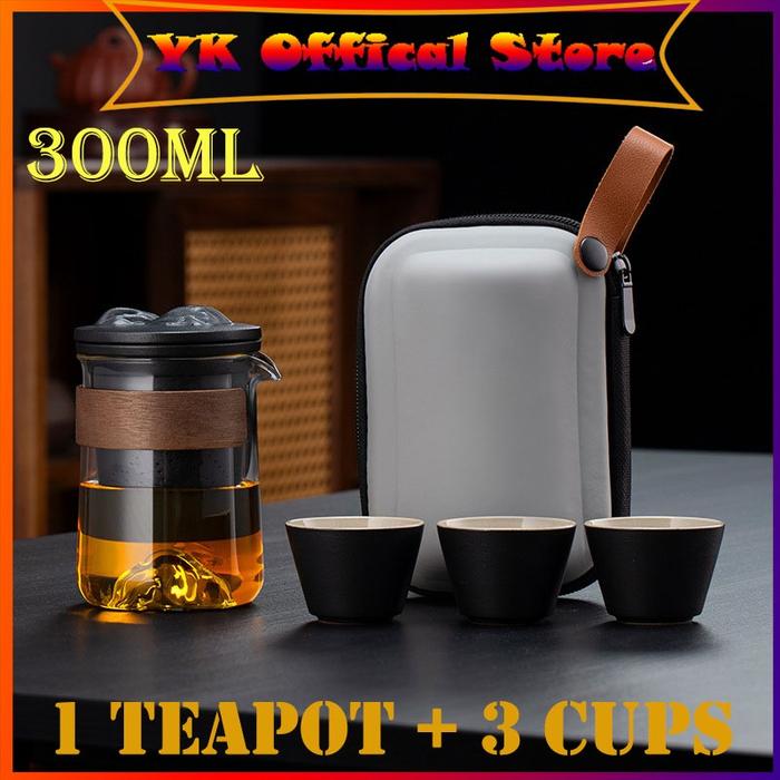 300ml Tea Pots Kung Fu Tea Set Teh Portabel Outdoor Kung Fu Cangkir Teh Set Teh Perjalanan Berkemah