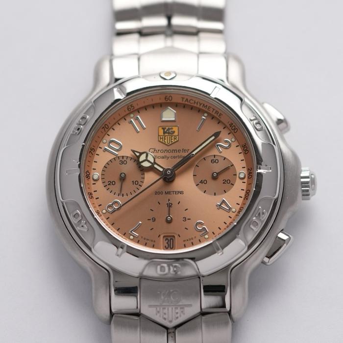 TAG Heuer 6000 Salmon Cooper CH5111 Automatic Chronograph jam tangan pria asli swiss Stainless