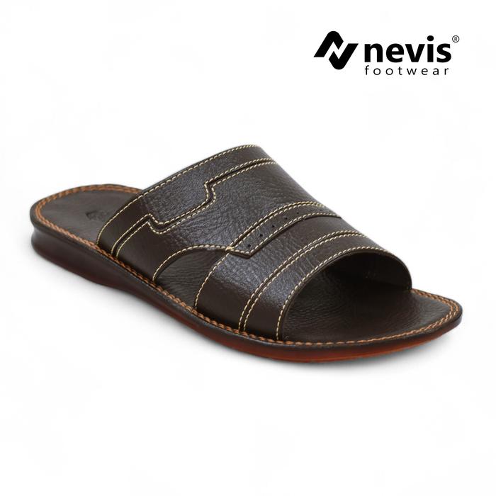 NEVIS Sandal Pria Slop ABBAS Sendal Kulit Casual Santai Selop Cowok Keren Kasual Karet Jepit
