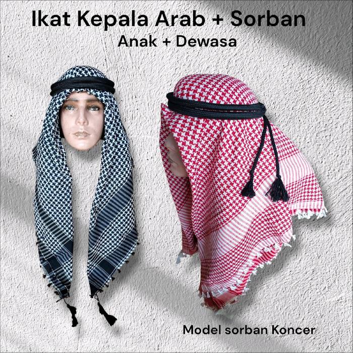 Sorban Igal Ikat Kepala Arab Koncer untuk Anak sampai Dewasa Hitam Putih Navy Variasi Jilbab Nyaman 