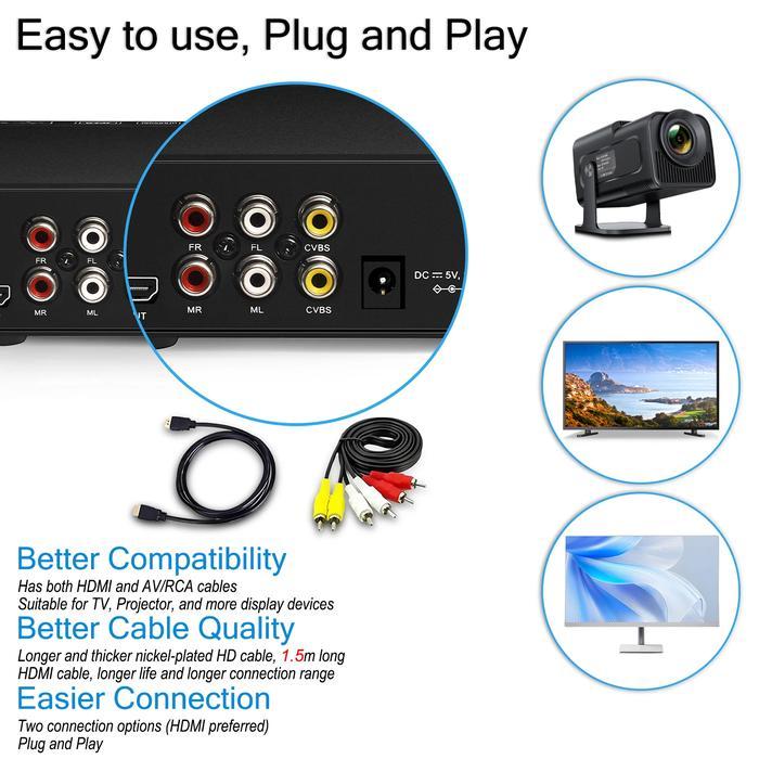 Woopker Dvd Player Dvd-238 Hd 1080P Multimedia Digital Tv Portable Dvd Player Support Dvd/Cd/Mp3/Mp4