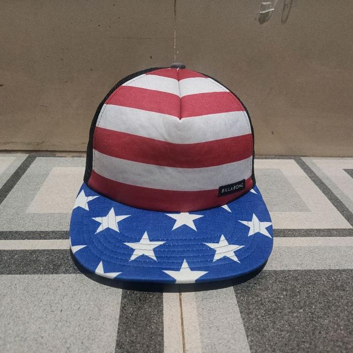 Topi Billabong Trucker Hat Stars & Stripes American Flag Original Second
