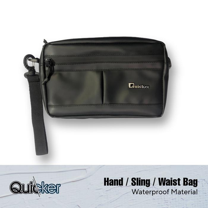 (Quicker) Tas Tangan/ Handbag/ Sling Bag/ Tas Kasual/ Quicker Yokohama Full Black Waterproof (Tas An