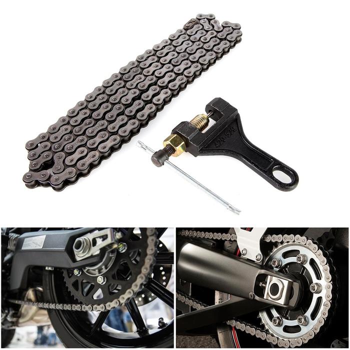 420 Chain Standard Roller Chain 132L+Chain Breaker For 110cc 125cc