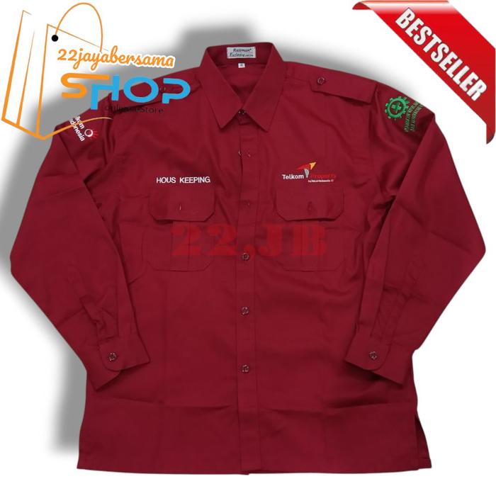 Kemeja Telkom Property • baju Telkom Property • Seragam Telkom Property warna merah maroon terbaru f