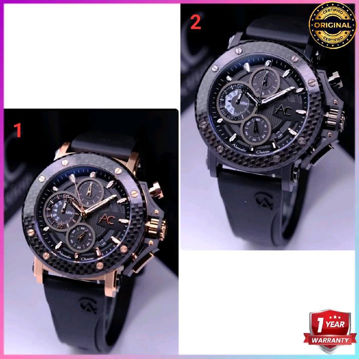CEHO ORIGINAL GARANSI RESMI 1 TAHUN JAM TANGAN PRIA ALEXANDRE CHRISTIE CHRONOGRAPH CARBON COWOK RUBB