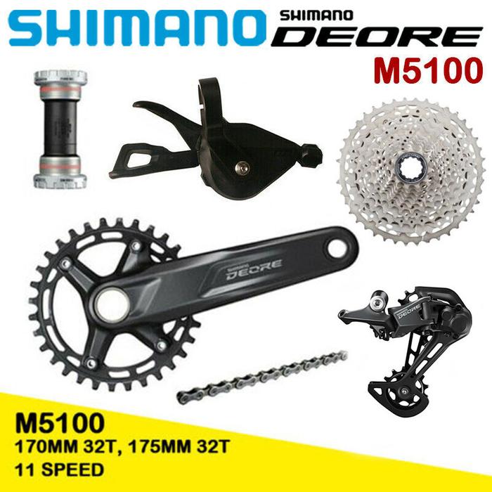 SHIMANO DEORE M5100 Groupset 1X11 Kecepatan MTB M5100 Engkol 170Mm