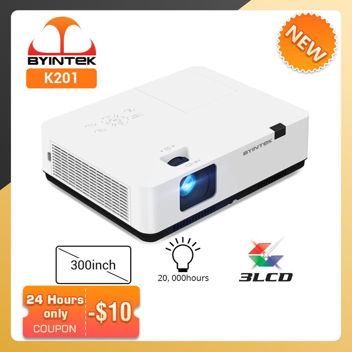 BYINTEK K201 Full HD 1080P 3LCD 300inch Office Home Theater Projector