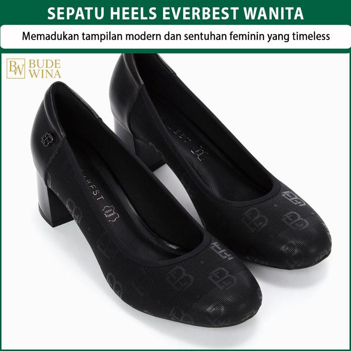 SEPATU HEEL EVERBEST WANITA ORIGINAL HEELS BRANDED ASLI HITAM EW13