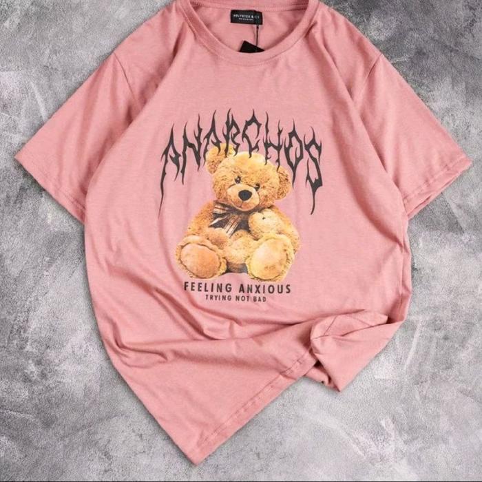 Kaos Oversize ANARCHOS Teddy Bear – Feeling Anxious, Trying Not Bad | Unisex Street Style