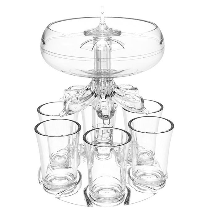 Party Drink Dispenser With 6 Shot Glasses Set - Acrylic Touchless