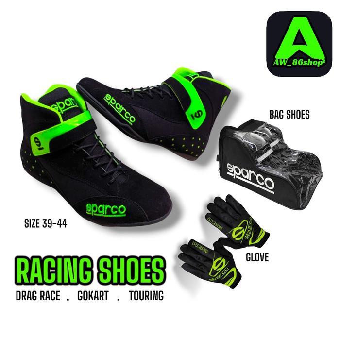 SEPATU BALAP ROAD RACE SWALOM  TOURING GOKART HITAM STABILO BISA COD Karet Shoes sepatu motor sparco