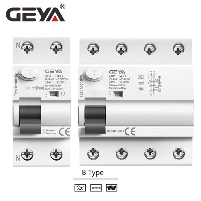 GEYA GYL9 TYPE B RCD RCCB Din Rail Earth Leakage Current breaker DC