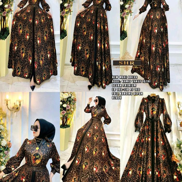 New maxi dress by SHR Gamis takut istri scuba premium Tebal
