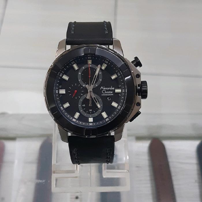 Jam Tangan Cowok Alexandre Christie AC 6588 MC Leather Original