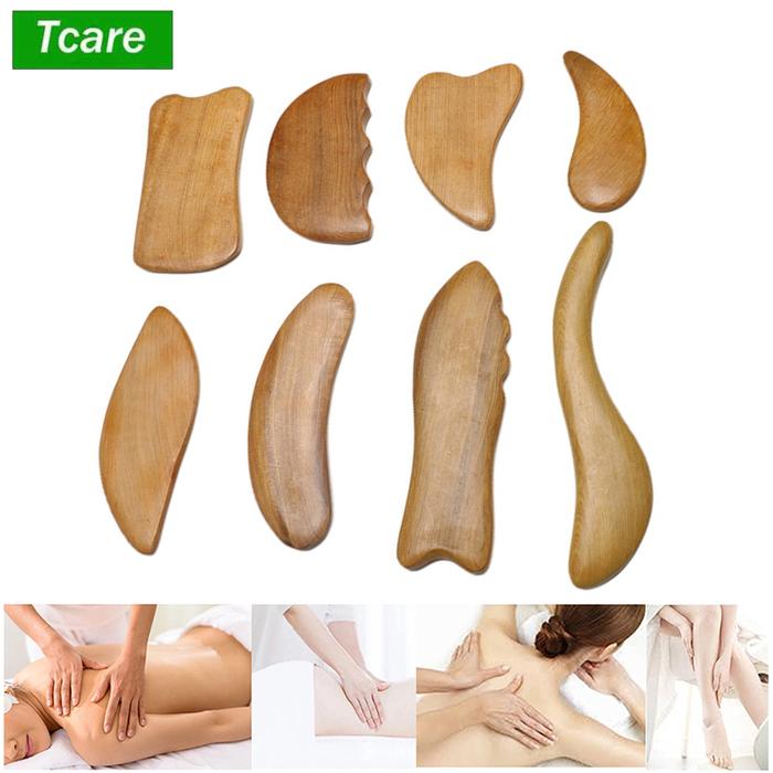 Tcare 8 Buah/Set Alat Pijat Fasci Terapi Kayu, Membantu Mengurangi