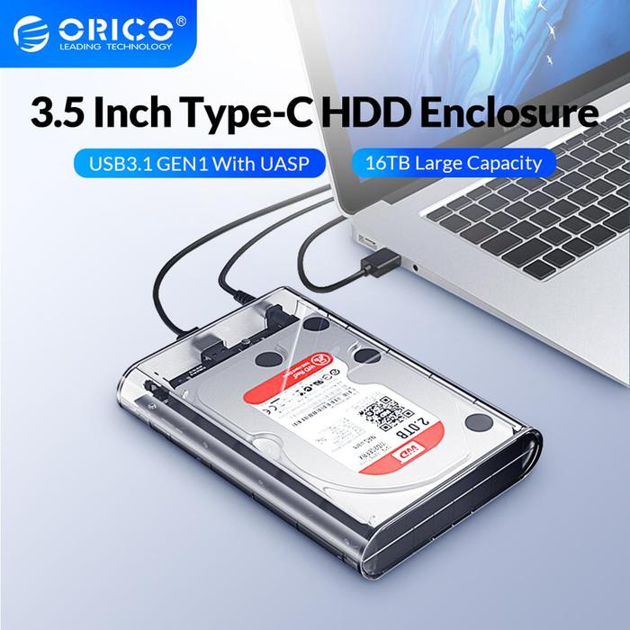 ORICO Transparent HDD Enclosure Case for 2.5 3.5 HDD SSD SATA to USB