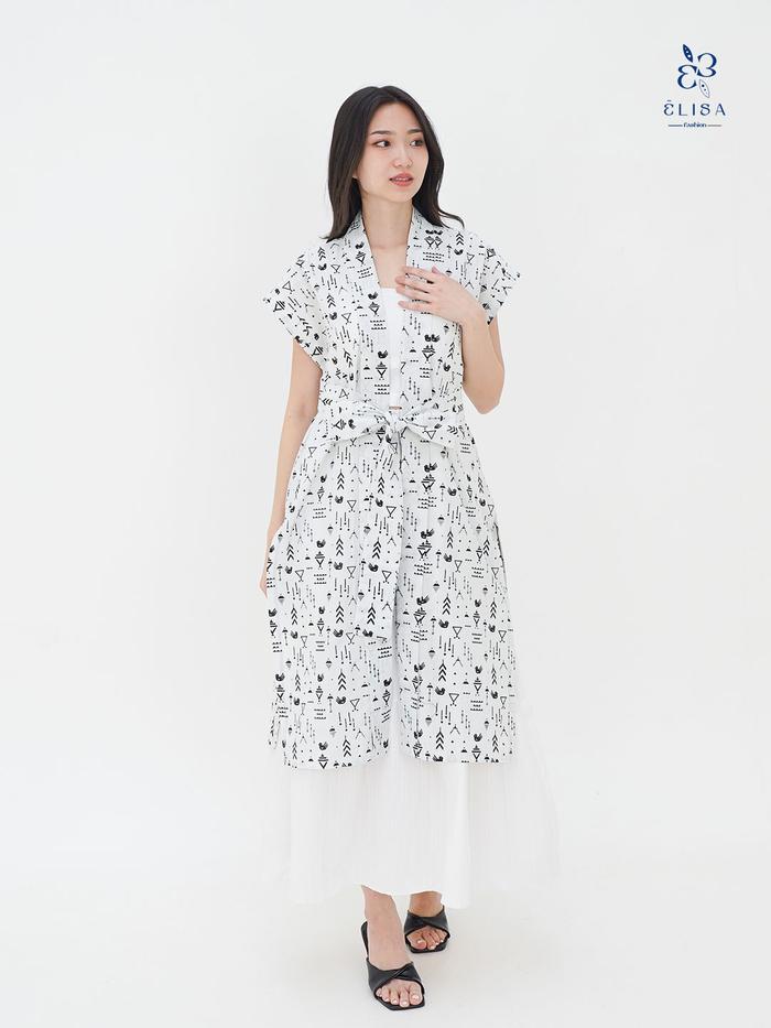 E L I S A | Outer Dress Batik Wanita Modern Long Outer Batik Katun Motif Semesta Bahan Premium