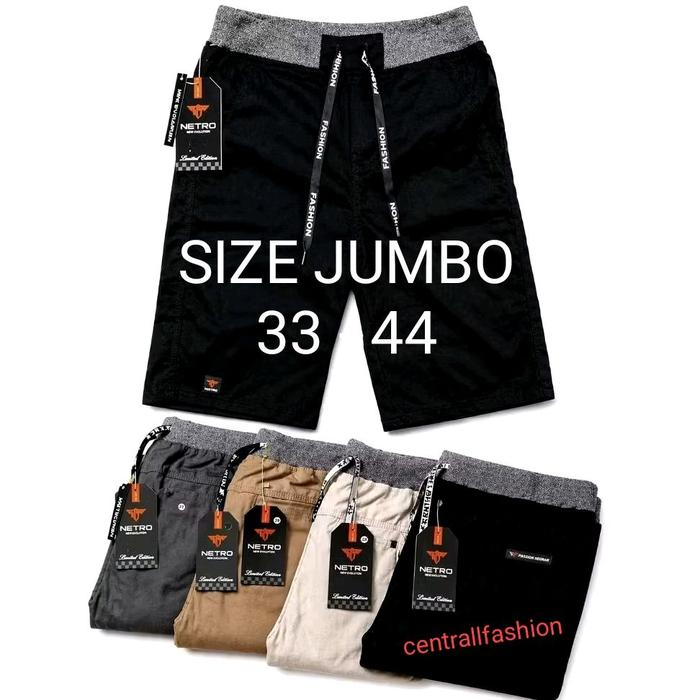 Celana Pendek Pria Jumbo Big Size Bahan Tebal Khaki Chino Combet Halus Chinos Rip Stretch Pinggang K