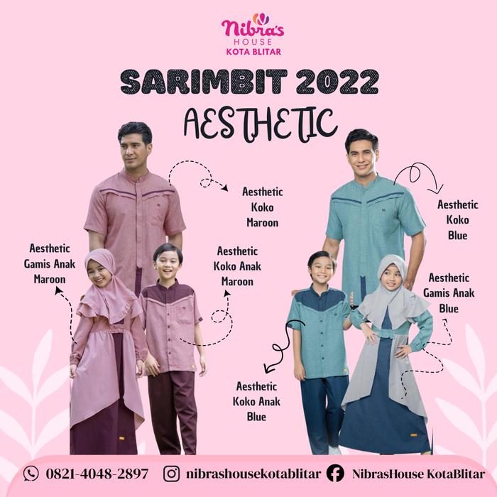 PROMO SPESIAL SALE SARIMBIT NIBRAS 2022 AESTHETIC Maroon & Blue Koko Dewasa Gamis Anak Koko Anak Sto