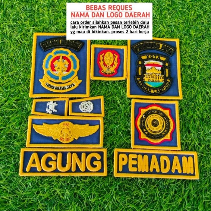 TERBARU!!! ATRIBUT DAMKAR BET PEMADAM BORDIR LOGO LENGKAP NAMA DAN LOGO DAERAH
