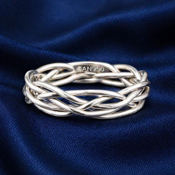 Cincin Kawin Nikah Tunangan Pria SAN950 P75 - Ring Palladium Platinum Perak 950 & Emas putih | Motif